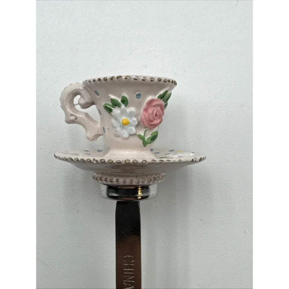 2000 Avon Tea TIME Memories Pink Tea Cup Saucer COLLECTOR SPOON Stainless Steel
